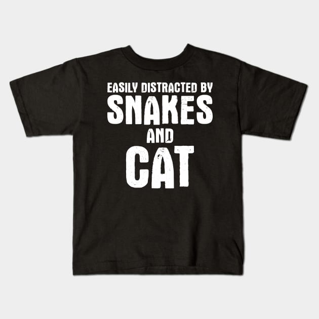 Easily Distracted by Snakes and cat Kids T-Shirt by busines_night